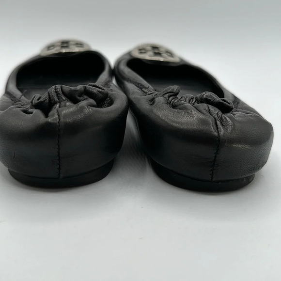 Tory Burch Reva Ballet Flats Leather Black Silver size 7 - Picture 5 of 7